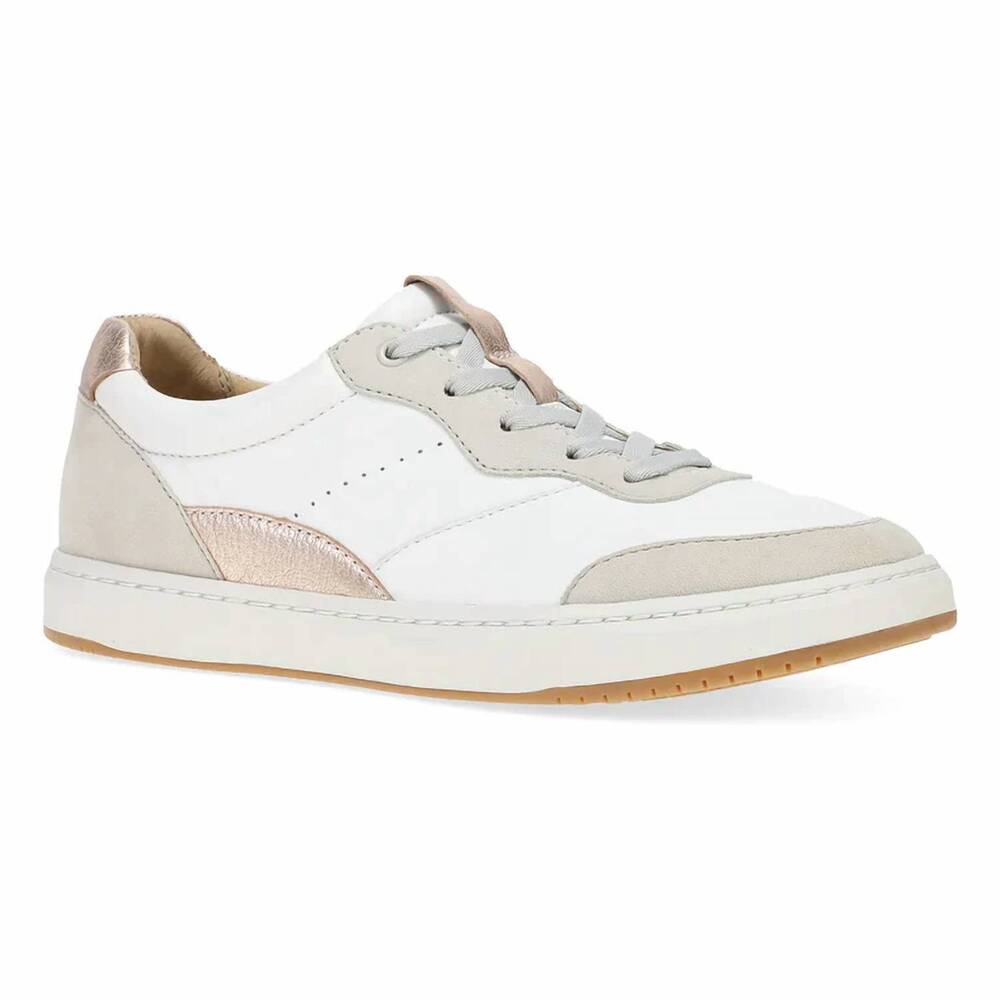 NEW DANSKO women's josey sneaker in white/rose gold nappa